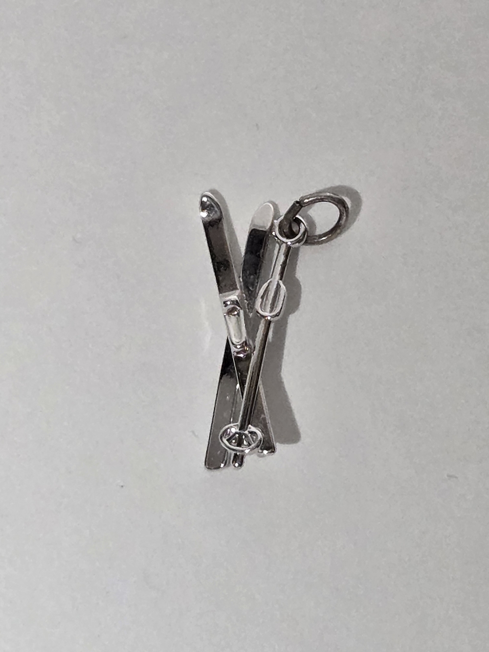 Silver-tone Ski Charm Pendant